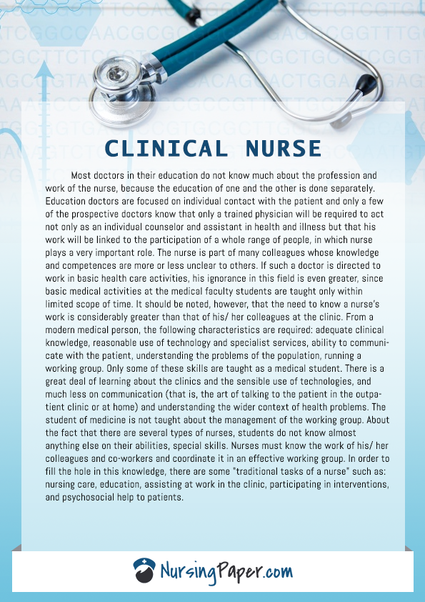 clinical nurse specialist application example