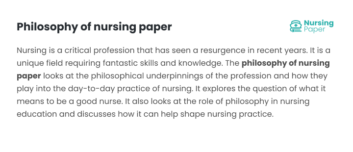 philosophy of nursing paper