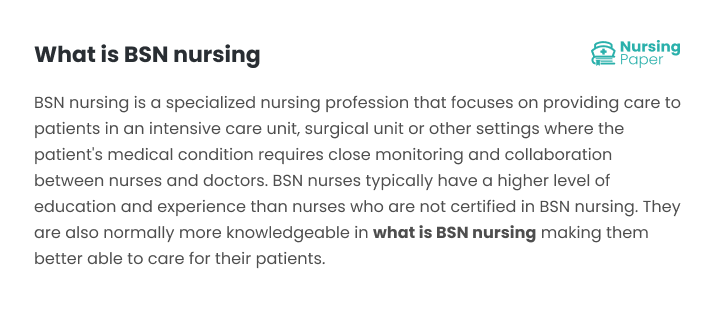 what is bsn nursing