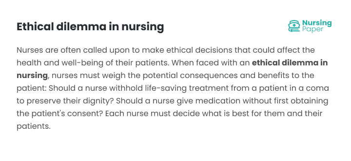 ethical dilemma in nursing research paper