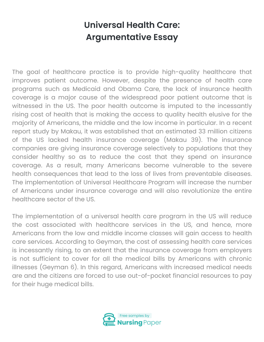 argumentative essay on universal healthcare
