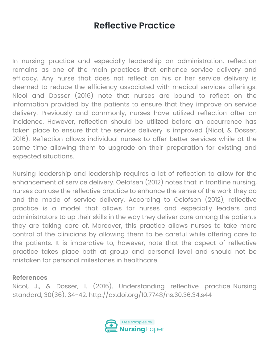 Reflective Practice Essay 315 Words Nursing Paper