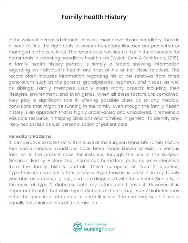 family health history essay examples