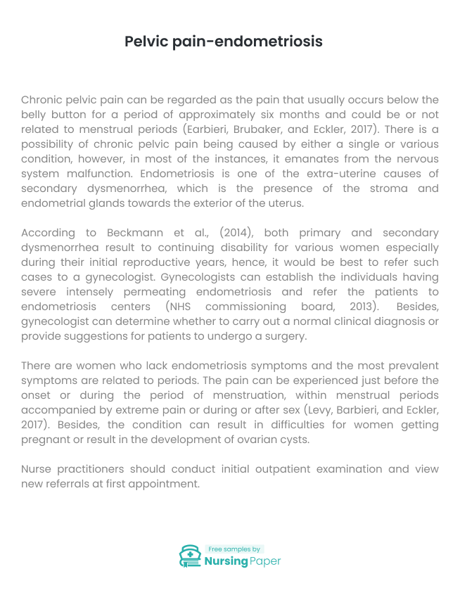 Pelvic PainEndometriosis Essay [510 words] Nursing Paper